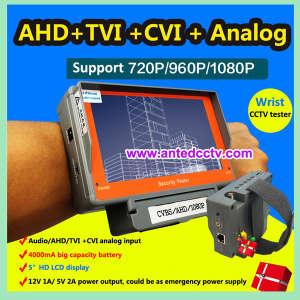 Wrist Security Camera CCTV Test Equipment for Ahd+Tvi+Cvi+Analog Camera with 5 Inch LCD Monitor